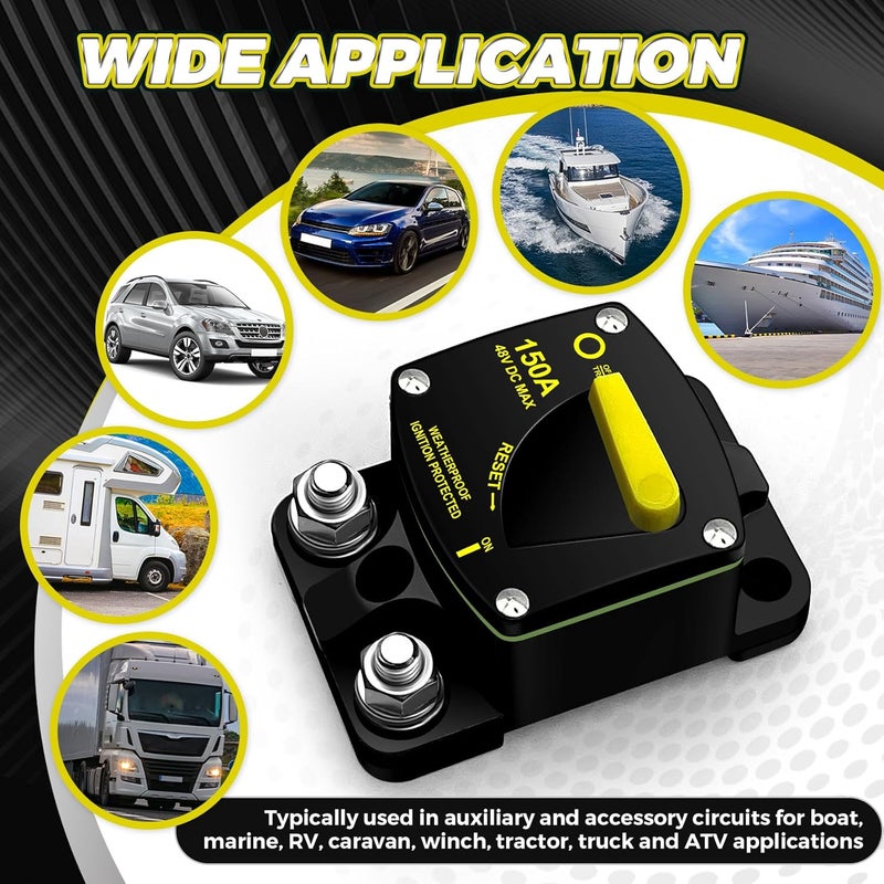 BULVACK 300 Amp Marine Circuit Breaker for Boat Trolling with Manual Reset, Water Proof, 12V- 48V DC - Image 2